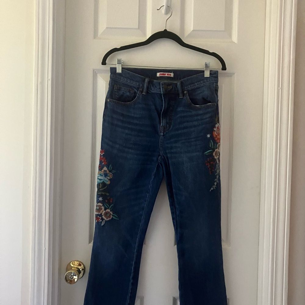 Johnny Was The Cropped Baby Boot Jeans Size 27 Embroidered